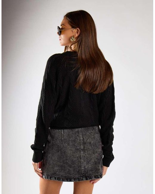 Glamorous Black Button Down Cable Knit Cardigan