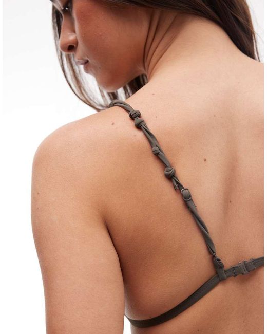 Weekday Brown Triangle Bikini Top With Knot Detail