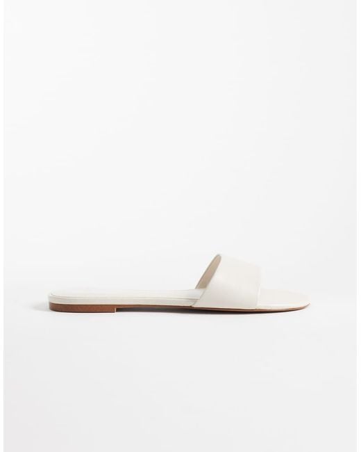 Mango Natural Faux Leather Flat Slides