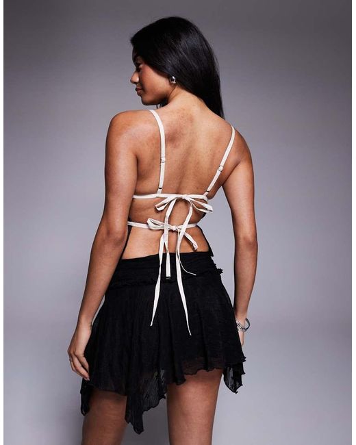 Princess Polly Black Rainier Contrast Cotton Strap Tie Open Back Cami Top