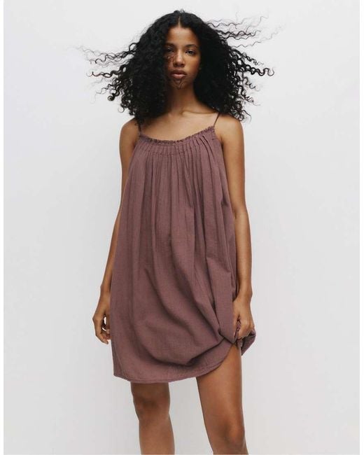 Pull&Bear Purple Short Rustic Dress