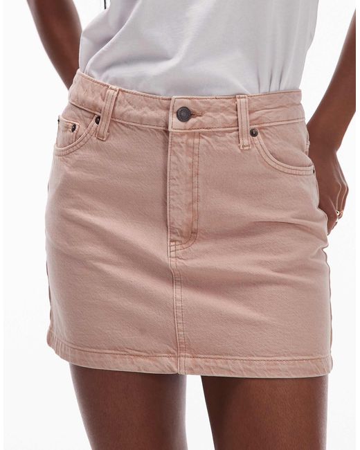 TOPSHOP Pink Denim Pelmet Mini Skirt