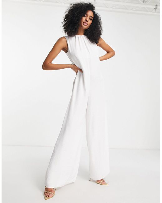 Asos Synthetic Sleeveless Minimal Maxi Jumpsuit In White Lyst