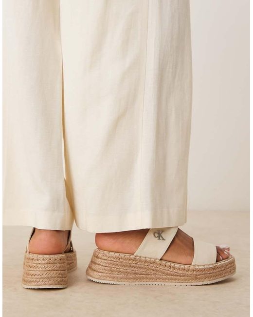 Calvin Klein Natural Espadrille Slider Sandals