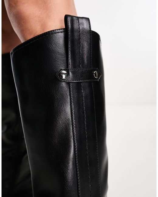 SIMMI Black Simmi London Wide Fit Lang Knee High Riding Boots