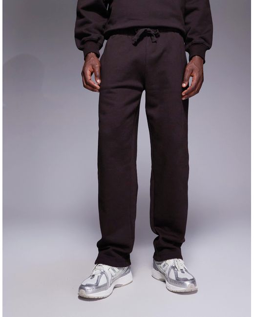 ASOS Brown Premium Heavyweight Straight Leg joggers for men