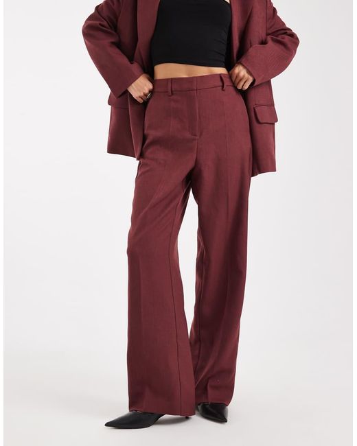 Vero Moda Red Tailo Herringbone Wide Leg Co-ord Trousers