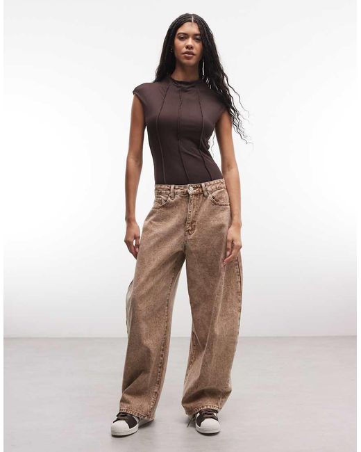 ASOS Brown Exposed Seamed High Neck Bodysuit