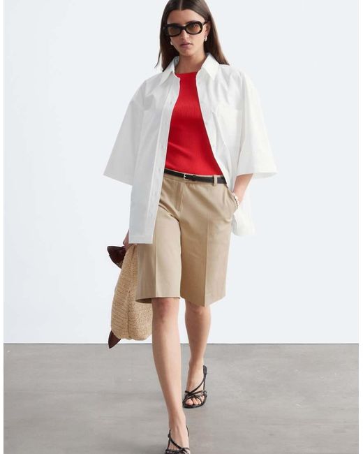 & Other Stories Cotton Blend Tailored Bermuda Shorts