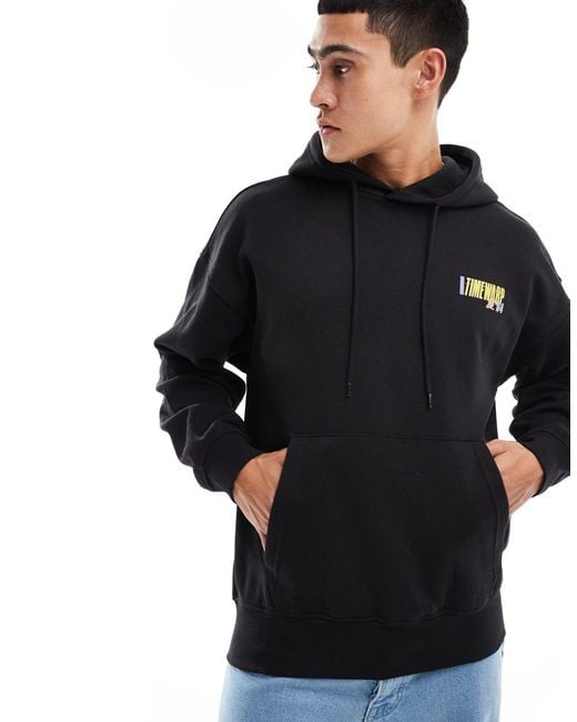 Only & Sons Black Oversized Hoodie With Horizons Back Print for men