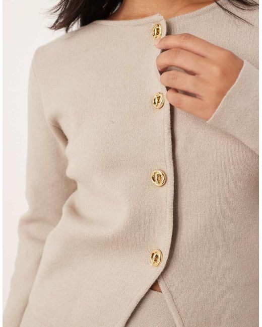 Vila Natural Structured Knit Cardigan Co-ord