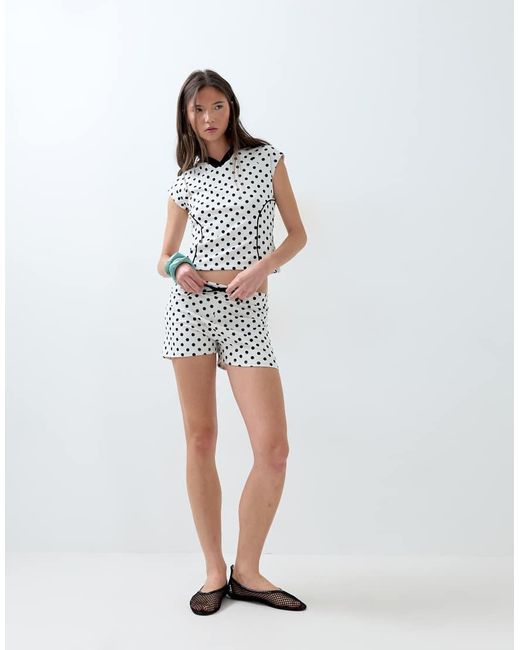 ASOS White Polka Dot Micro Shorts Co-ord