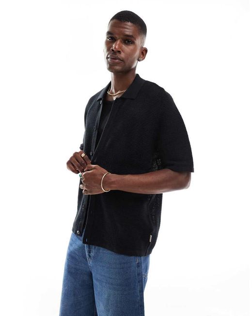 Jack & Jones Blue Crochet Shirt for men