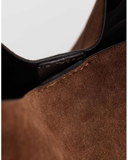 ASOS Brown Suede Tote With Hardware Strap Detailing