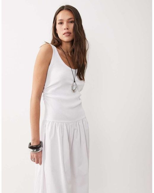 ASOS White Short Puff Sleeve Bubble Mini Dress