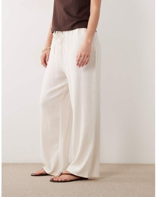 Miss Selfridge Natural Linen Look Pull On Pants