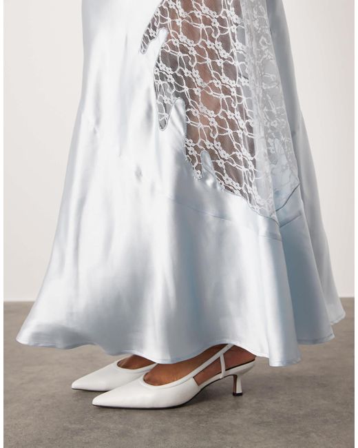 ASOS White Asos Design Curve Satin And Lace Maxi Skirt