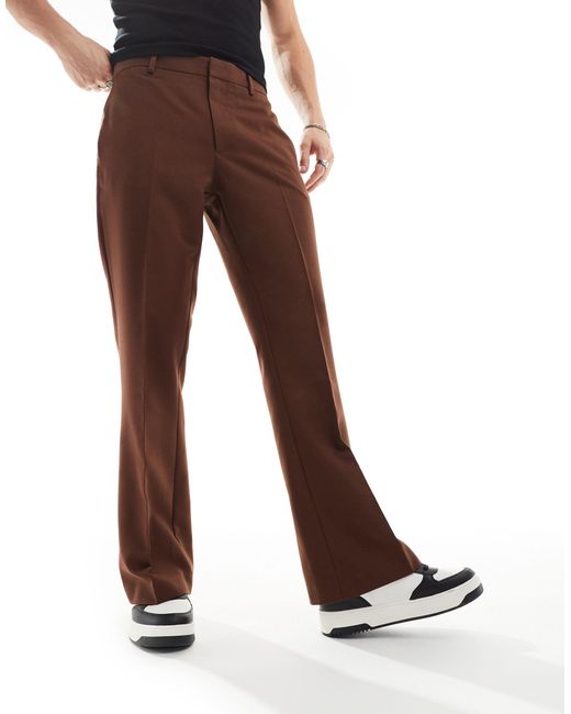 Pantalon habillé évasé - marron ASOS pour homme en coloris Brown