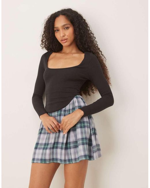 ASOS Natural Square Neck Long Sleeve Hybrid Mini Dress