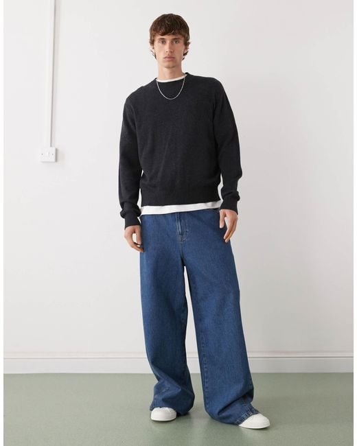 Weekday Blue Premium Wool Blend Jumper for men