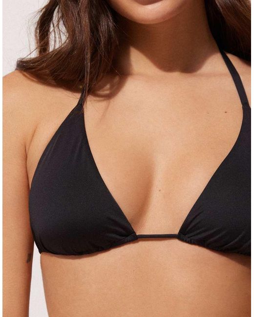 Tezenis Black Non-Padded Sliding Triangle Bikini Top