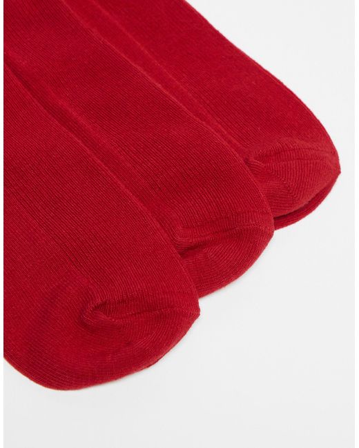 ASOS Red 3 Pack Short Ankle Socks