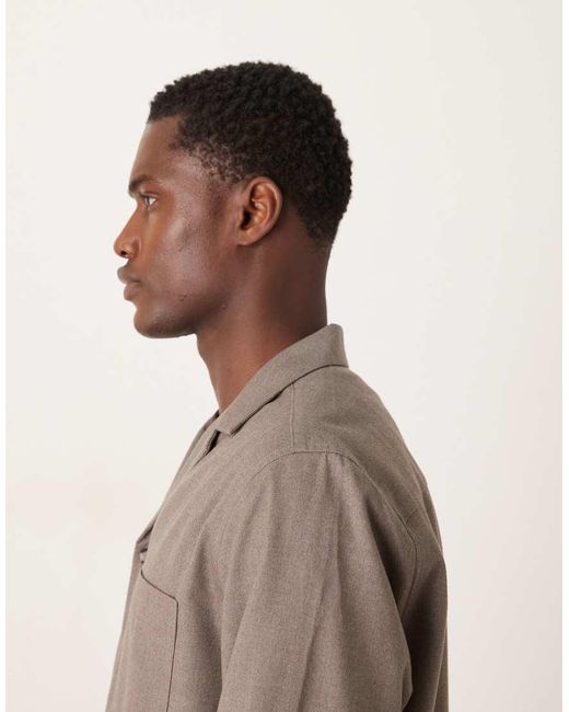ASOS Brown Relaxed Smart Long Sleeve Shirt for men
