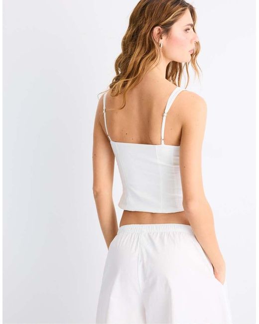 Stradivarius White Corset Top With Straps