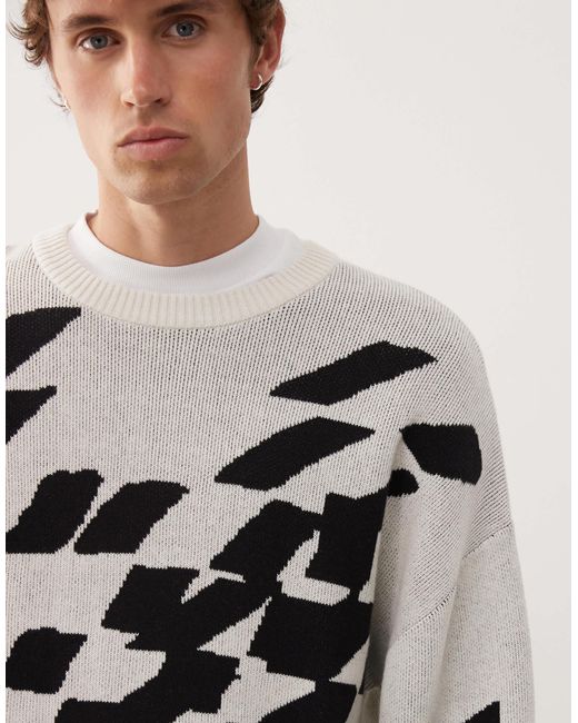 Weekday White Jumper With Broken Graphic for men
