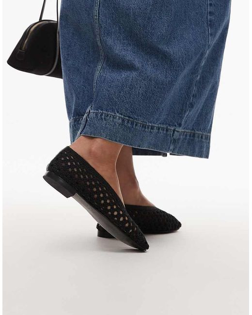 TOPSHOP Blue Beatti Woven Flat Shoe