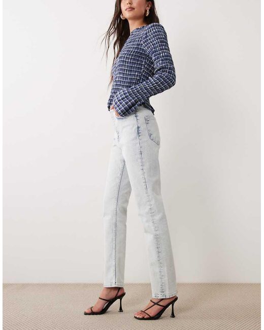 ASOS Blue High Waisted Slim Straight Jeans