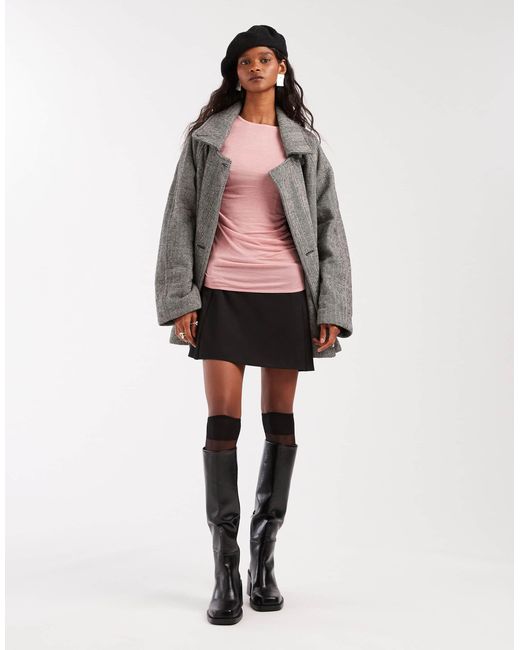 ASOS Pink Knitted Ruched Side Top