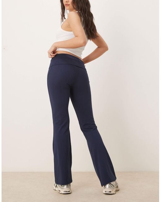 Gina Tricot Blue Jersey Straight Leg Folded Trouser