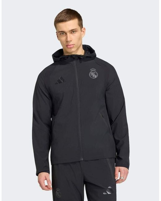 Adidas Originals Blue Real Madrid Travel Full Zip Windbreaker for men