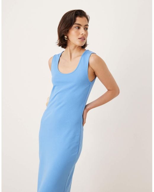Robe mi-longue en maille compacte à encolure dégagée - aqua Mango en coloris Blue