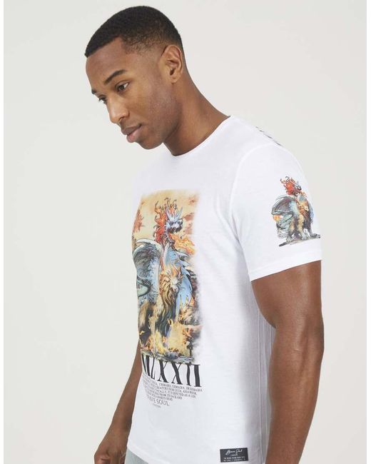 Brave Soul White Cotton Crew Neck Graphic T-Shirt for men