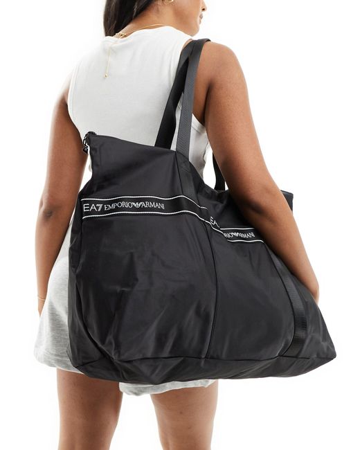 Armani - train - sac cabas avec bande à logo EA7 en coloris Black