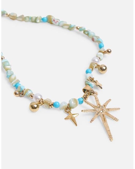 Public Desire White Beaded Star Embellished Necklace