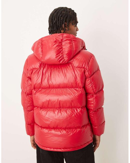 Polo Ralph Lauren Red Gorham Icon Logo High Shine Insulated Down Puffer Jacket for men