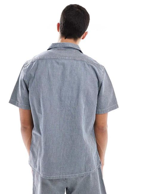 Camisa Vaquera A Rayas De Manga Corta Con Cuello De Solapas Standard Camp De (Parte De Un Conjunto) Levi's de hombre de color Blue