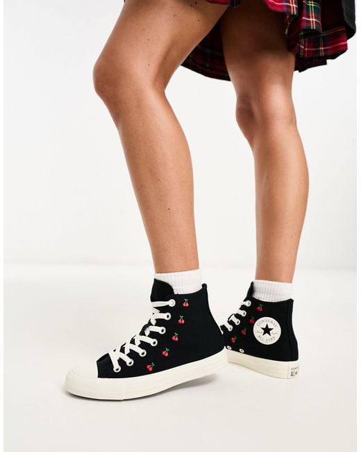 Converse Black Chuck Taylor All Star Sneakers With Cherry Embroidery
