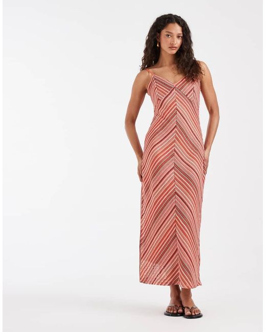 Vero Moda White Chevron Knit Crochet Cami Midi Dress