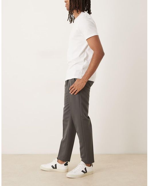 ASOS Gray Pleated Tapered Dress Pants for men