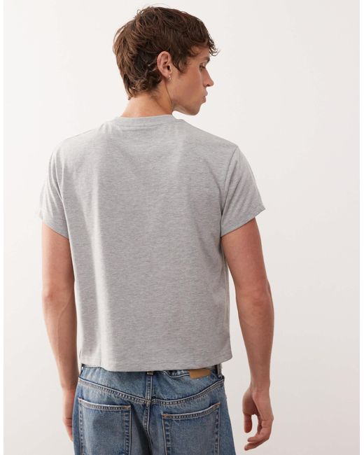 Reclaimed (vintage) Gray Slim Cropped Boxy Tee With Branded Graphic for men