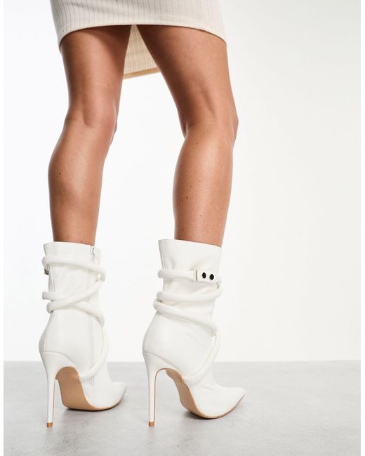 SIMMI White Simmi London Alps Rope Detail Heeled Ankle Boots