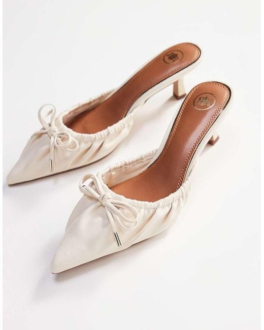 River Island White Ruched Kitten Heel Court