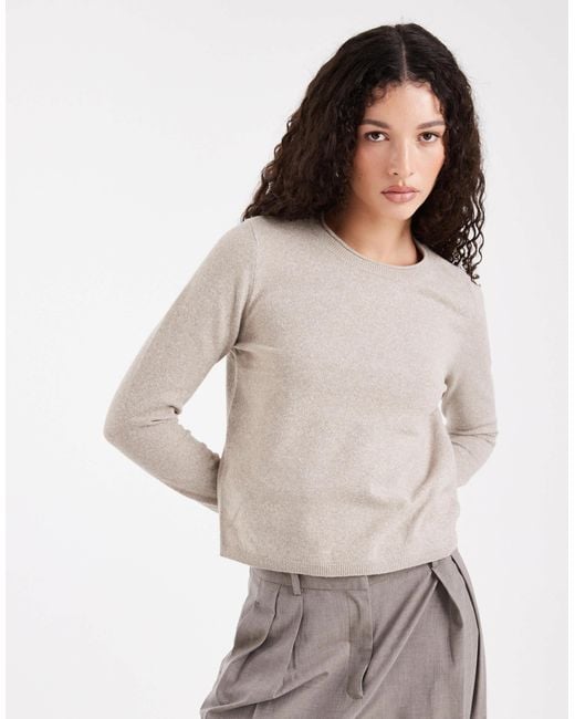ONLY White Round Neck Knitted Top