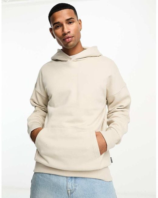Sudadera Beis Extragrande Con Capucha De Punto Liso Grueso De -Beis Neutro Only & Sons de hombre de color Natural