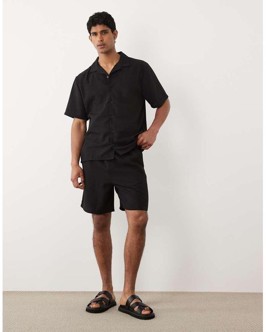 New Look Natural Co-Ord Linen Look Pull On Shorts for men
