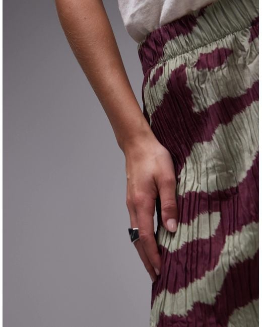 TOPSHOP Gray Crinkle Zebra Print Wide Leg Shorts